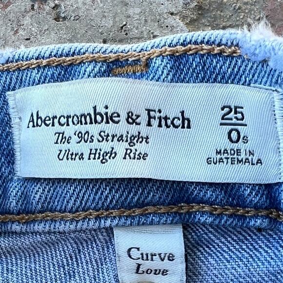 Abercrombie & Fitch The 90s Straight Ultra High Rise Blue Jeans Denim Size 25/0S - Picture 2 of 3